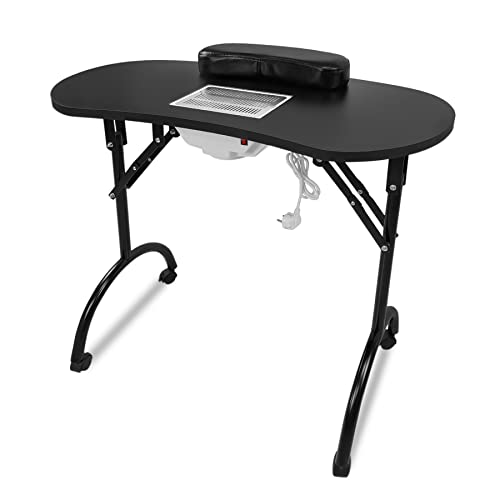Froadp 98x44x77cm Maniküretisch mit Absaugung Klappbarer Nageltisch Beweglich Studiotisch mit Rolleâ€¦ – Miniatur