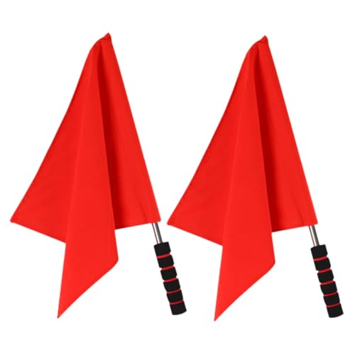 BESPORTBLE Flag for Competition 2pcs Handheld Referee Flags Waving for Racing Sponge Handle Signal for Referees
