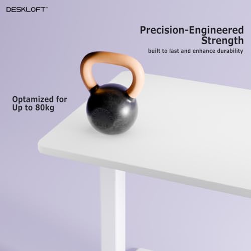 Image of Electric Standing Desk - Height Adjustable Sit-Stand Workstation, Ergonomic Motorized Desk with Walnut Wood Grain Top & White Frame, 1200x600 mm, Home Office Computer Desk
