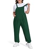 Moon Wood Women's Plus Size Overalls Loose Fit Adjustable Straps Jumpsuits for Summer Gardening Casual Daily Outings