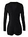 Moxeay Women's Sexy Onesie Deep V Neck Shorts Long Sleeve Knitted Button Down One Piece Bodysuit Bodycon Rompers Overall(XL, Black)
