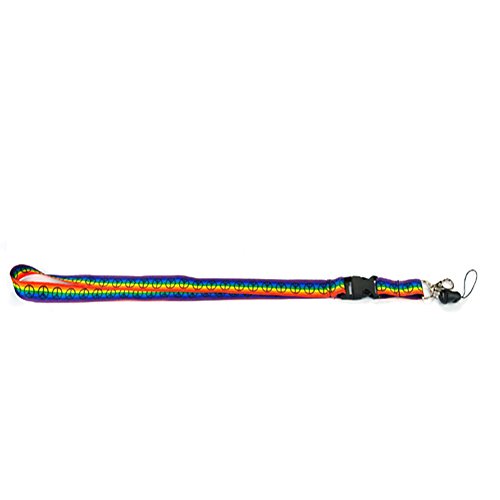 Rainbow Striped Peace Sign Fabric Lanyard With Quick Release (Plus Two Clear Pouch/Id/Badge/Vacc Card Holders) #TOP3