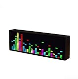 LED-Musikanzeige, sprachaktiviertes Rhythmuslicht mit 384 LEDs, USB-Desktop-elektronische Uhr, RGB-Soundreaktivleiste, Audio-Visualizer für Lautsprecher, verstellbar (schwarz)