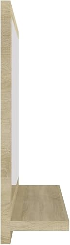 Miniatura 6 de Espejo de baño contemporáneo de 25.7 x 14.6 pulgadas, espejo acrílico enmarcado de madera con estantes de almacenamiento, espejo rectangular para