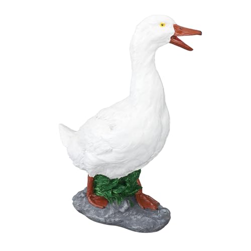 flexman Duck Figurine Ornament, Duck Farm Animals Figures Model Waterproof Animal Sculpture Ornament for Decoration Garden Home Patio Office (L White Duck)