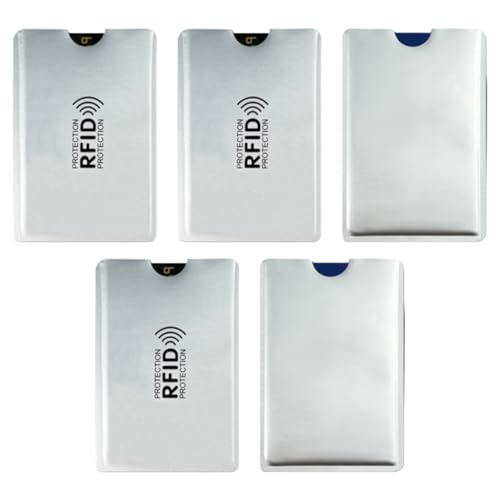 QEXUJOW Porte-cartes de crédit homme,Cinq étuis pour cartes de crédit blindés RFID, protège-cartes de débit, blindage RFID antivol, étuis pour cartes bancaires sécurisés et fiables.