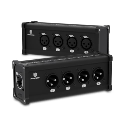 PRORECK 4-Channel XLR to Ethercon RJ45 Cat6 3-Pin DMX & Audio Extender, Ideal for Stage Lighting...