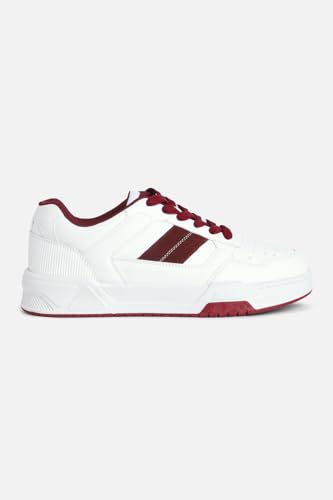Image of SNITCH Men's Sneakers | Minimalist Solid Pattern with Stripes | PU+Suede Upper, Breathable Mesh Insole, TPR Outsole | Stylish Everyday Sneakers