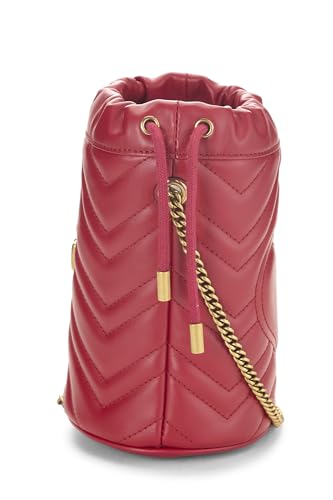 Pre-Loved Red Leather GG Marmont Chain Bucket Bag Mini, Red3