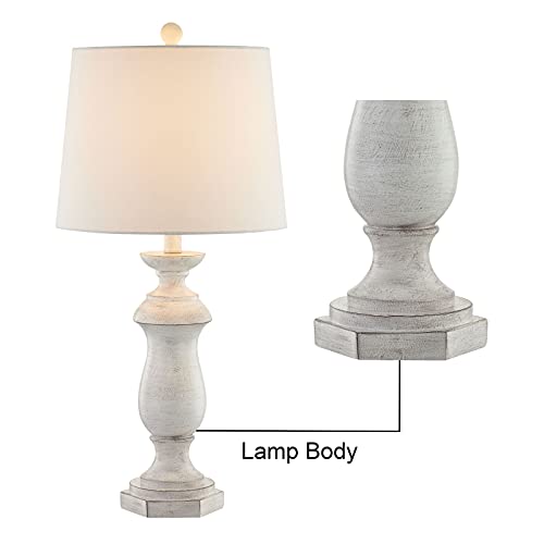 Maxax Traditional Table Lamps Set Of 2, Rustic Farmhouse Poly Bedside Nightstand Lamps With White Fabric Drum Shade For Living Room Bedroom - 27 Inches (White) #TOP6