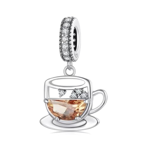 Charm taza café plata 925 para personalizar tu pulsera diaria