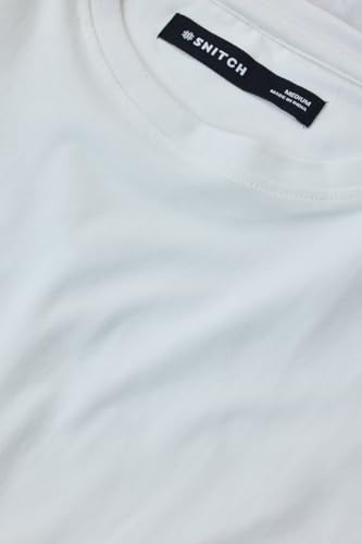 Image of SNITCH Men Slim Fit Cotton Lycra T-Shirt | Minimalist Pullover Short Sleeve Crew Neck Styling | Breathable Stretchable Soft Texture Casual Everyday Wear Plain Tee