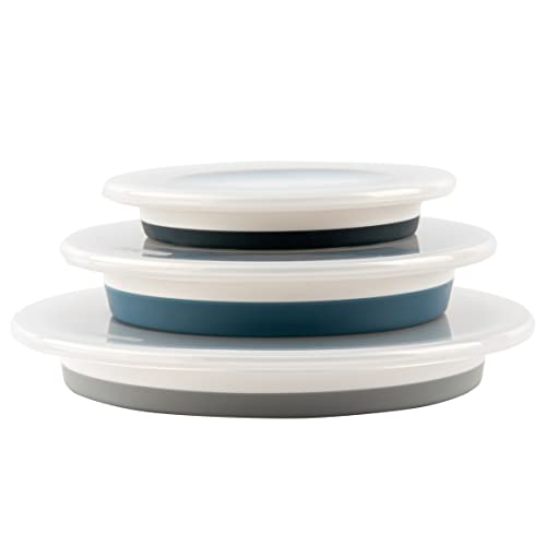 Progressive International Progressive Prepworks Thinstore Collapsible Prep/Storage Bowls With Lids - Set Of 3, Dark Pastels #TOP2
