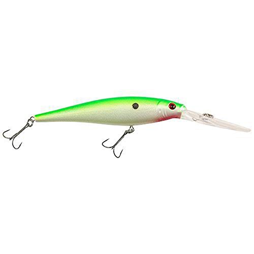 Berkley Flicker Minnow Fishing Lure, Chartreuse Pearl, 1/2 oz, 4 1/2in | 11cm Crankbaits, Realistic Minnow Profile, Sharp Dive Curve Gets to Fish Quickly, Equipped with Fusion19 Hook