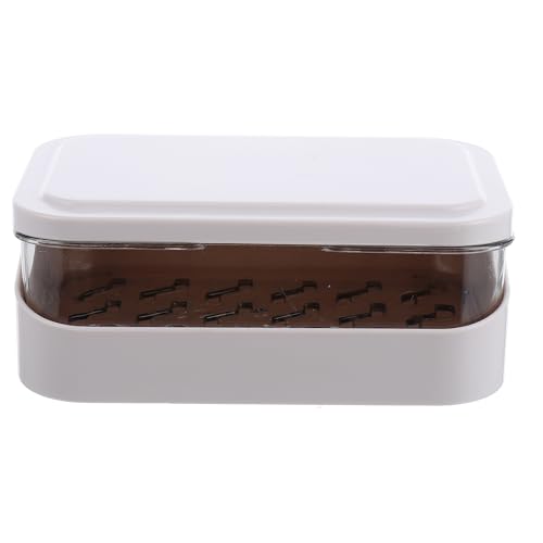 HOMSFOU Jabonera de Baño Blanca Tapa Abatible, Caja para Jabón Sistema de Drenaje, Diseño Compacto Perforaciones, Adecuado para Baño y Uso Doméstico, Estuche Práctico para Almacenar Jabón