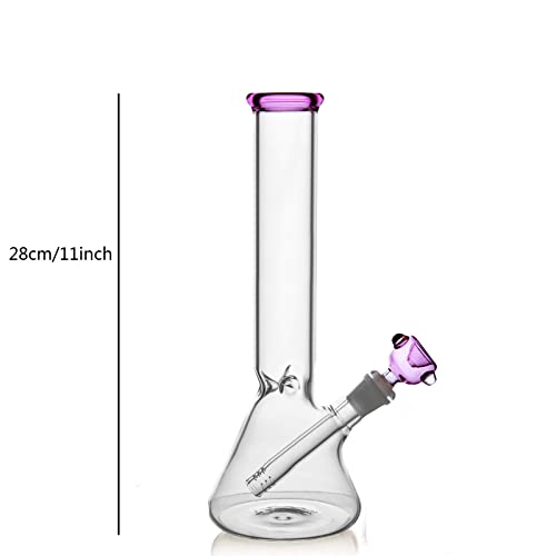 Miniatura 2 de 11 Tubo De Agua De Vidrio 14.5mm Vidrio Bong Percolador Filtro Reciclador Con Voz Abajo Y Adaptador De Tazón Rosa