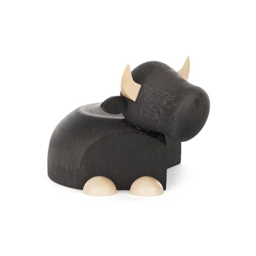 Figurine miniature en bois de vache moderne bicolore 6cm - 2
