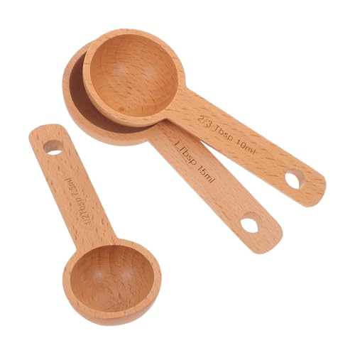Genérico Cucharas Medidoras de Madera de Haya 7,5ml/10ml/15ml 3 Piezas para Café, Té y Especias, Utensilios Cocina Precisos y Duraderos para Medir Ingredientes Secos y Líquidos