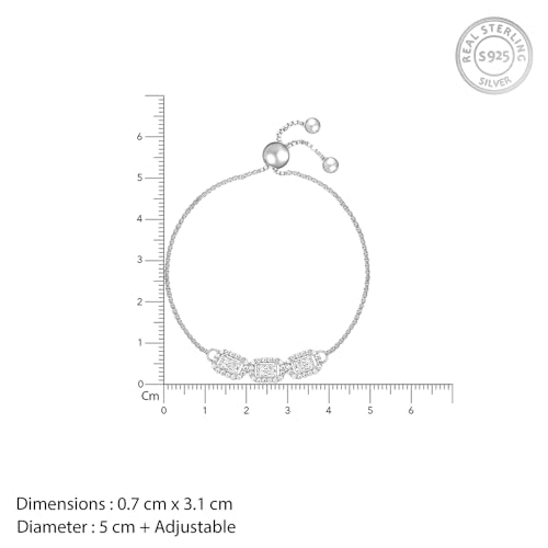 GIVA 925 Silver Triple Zircon Bracelet, Adjustable | Gifts for Girlfriend, Gifts for Women and Girls | With Certificate of Authenticity and 925... - Image 5