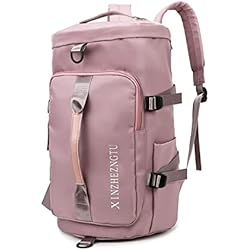 Ergocar Impermeable Ligero Mochilas de Senderismo, Mochila Hombre Deporte, Mujer Bolsas Gimnasio de Viaje, con Bolsa de Zapatos, Bolsa de Gym Fin de Semana, Rosa Cereza