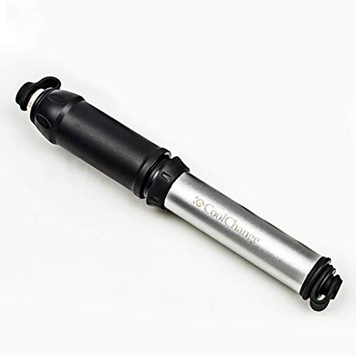 CoolChange Mini Bike Pump - Fits Presta & Schrader - 120 PSI High Pressure Bicycle Air Pump - Aluminum Frame Portable Mini Bicycle Pump - Used for Road & Mountain Bikes (Silver Black)