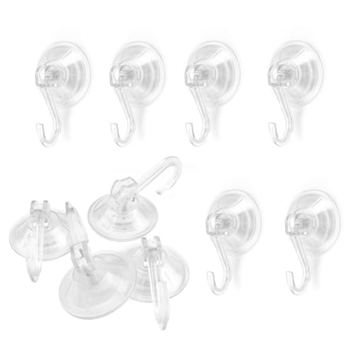 0XBIT Sucker Hooks, 10 Pieces Suction Cup Hooks, Load Capacity 5 kg, Removable Hooks, Reusable Hooks, no Need to Drill Holes, Suitable for Bathrooms, Kitchens and Windows