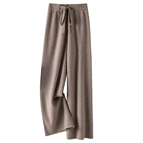 Fini le froid avec le pantalon d'hiver tricoté taille haute, coupe ample et droite pour femmes