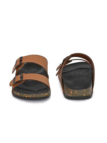 Image of AADI Men's Synthetic Leather Lightweight Comfortable Indoor Outdoor Daily Use Casual Slides /Slippers /Sandals /Floaters