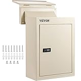 VEVOR Through The Wall Drop Box, 12.5''x6.3''x16.9'' Mail Drop Box w/Adjustable Chute, Deposit Drop Box w/Code Lock, Rainproof Wall Mount Mailbox for Letters, Rents,Checks & Keys, Home & Office, Beige