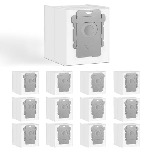 12 Pack Vacuum Bags for iRobot Roomba Clean Base i7, i7+, i3, i3+, i1+, i4, i4+, i6, i6+, i8, i8+, s9, s9+ Plus, i & s Series Automatic Dirt Disposal Bags