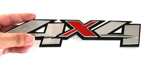 Emblema 3D 4x4 rojo cromado para caja trasera de camioneta