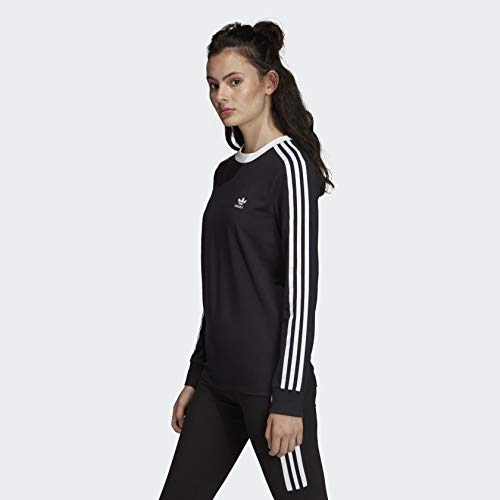 adidas Originals Women's 3-Stripes Long Sleeve Tee, black, Small
