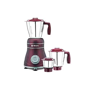 Bajaj Ivora 800W Mixer Grinder with Anti-Bacterial Coating and Nutri-Pro Feature, 3 Jars, Crimson Red