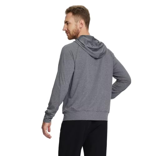 M MAELREG Mens Hoodie Pullover Performance Dry Fit Lightweight Quarter Zip Workout Sport Golf Hooded Sweatshirt Men Black Grey Heather — view 4