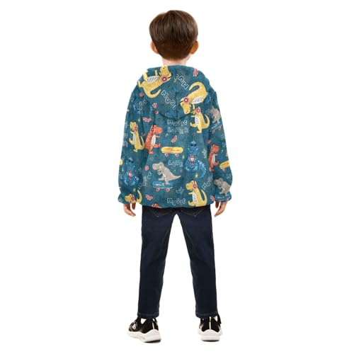 Image of Boys Fleece Jacket Hooded Autumn Winter Long Sleeve Thick Warm Outerwear;3-10 Years Kids Cute Fuzzy Jacket