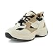 CUSHIONAIRE Women's Strike Chunky Sneaker +Memory Foam, Wide Widths Available, Beige/Black 8W