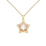 Genérico Colgante de estrella con cadenas de eslabones cúbicos de círculo blanco chapado en oro para mujeres casuales/deportivas