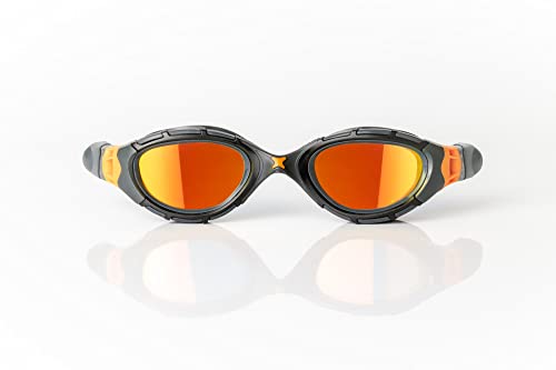 Zoggs Predator Flex Adult Swimming Goggles, Grey/Black/Mirrored Orange - Image 2