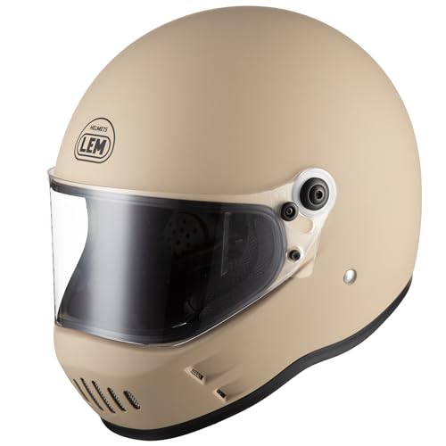 LEM Full Face Motorcycle Helmet DOT Certified Eggshell Large
