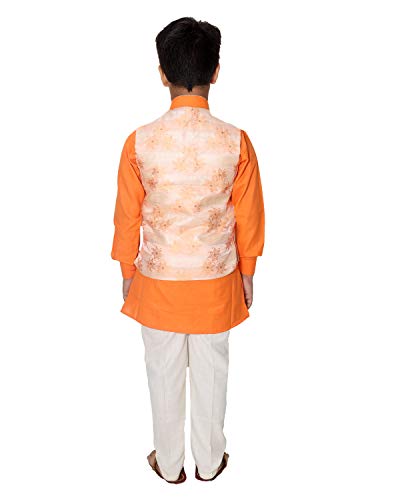 Image of FOURFOLDS Ethnic Wear Kurta Pyjama with Waist Coat Jacket for Kids and Boys FE615