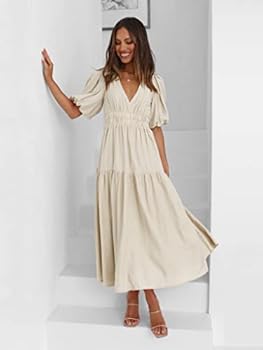 Vestido Ajustado Con Cuello En V Para Mujer, Manga Larga Con Botones Para Mujer Para Vacaciones ANGGREK Negro S | En Línea