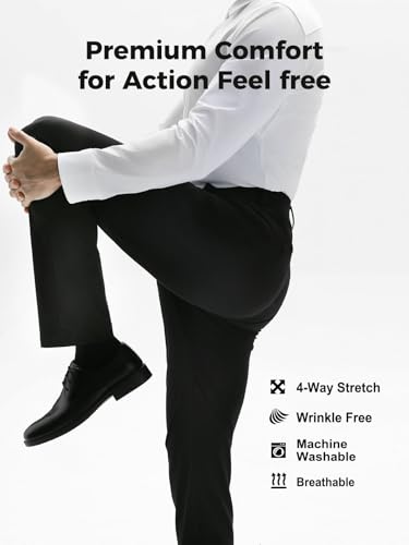 Mens Dress Pants, Cool 24X Men's Casual Classic Fit Golf Work Stretch Pants Lightweight Flat Front Pants3