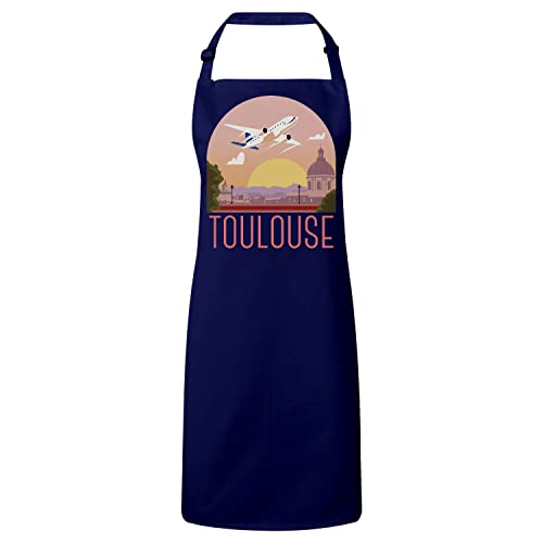 Tablier de cuisine premium bleu marine au design élégant de Toulouse