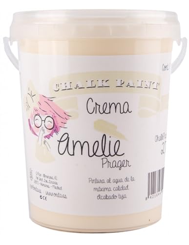 IberNorma Amelie Prager 1 Litro Pintura a la Tiza para muebles, Chalk paint para decoración y manualidades en madera 1L (27 Crema)