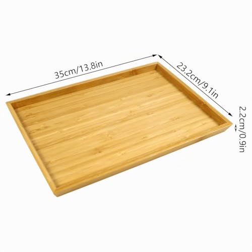 Miniatura 3 de Wkwker Juego De 2 Bandejas Rectangulares Portátiles Para Cocina, Comedor, Aperitivos, Frutas, Tv, Bandejas Natural