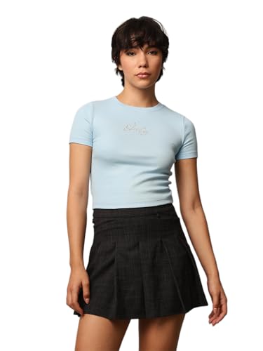 Image of ONLY Women's Cotton Solid Regular Fit T-Shirt