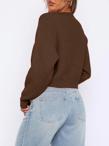 Image of Balimtoy Women's Cropped Cardigan Sweaters Long Sleeve Button Down Sweaters Knit Cardigan Cute Y2k Open Front Crop Top