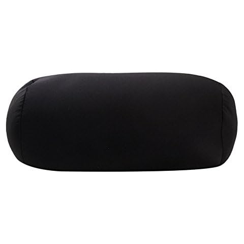 uminilife 31x17cm Micro Mini Microbead Roll Pillow Neck Column Pillows Squishy Mooshi Beads Offer Comfort & Support for Travel (Black) Cover