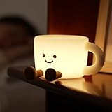 Yesinaly Coffee Cup Night Light - 7 Color Changing Dimmable Warm Light, Touch Control Bedside Lamp with Timer, Rechargeable Portable Mood Light for Nursery, Bedroom, Gift