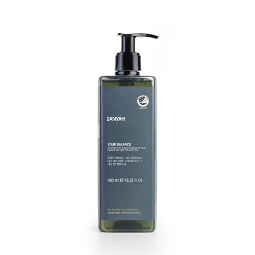 ANYAH Gel Ducha – Gel de Ducha Hidratante Sin Perfume, Gel de Baño Natural para Piel Seca y Sensible – Certificado Nordic Ecolabel, Ecológico & No Rellenable, 480ml